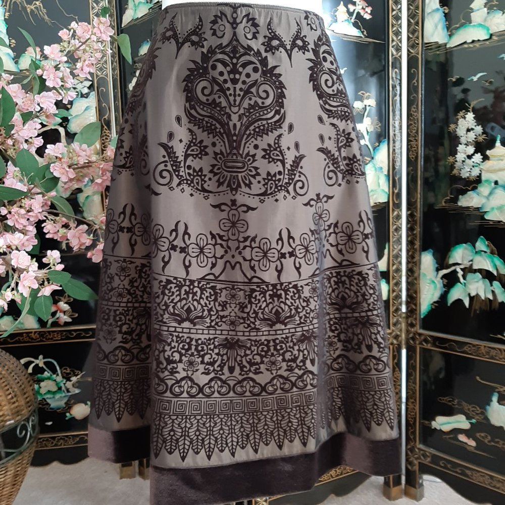NWOT J.B.S. Velvet Flocked Swing Skirt